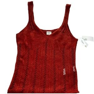 Abercrombie & Fitch Womens Rust Orange Pointelle Knit V-Neck Sweater Tank Top M